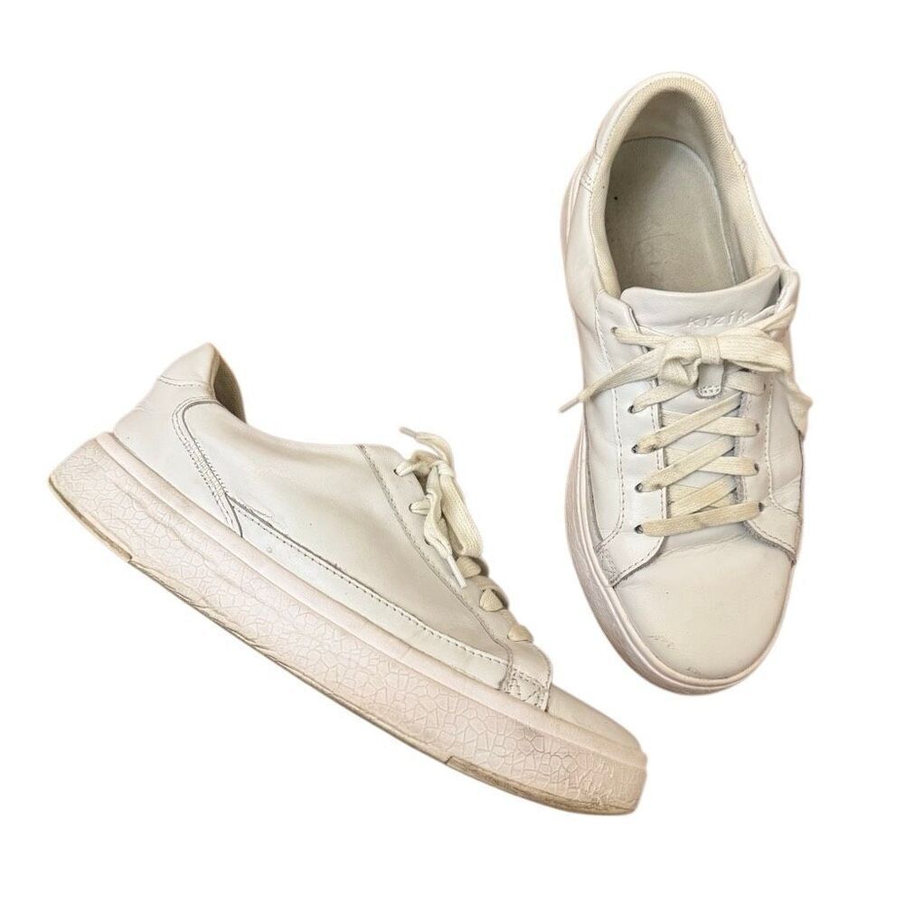 Kizik Vegas Ivory White Leather Sneakers Unisex Women’s Size 8.5 / Men’s 7 WIDE